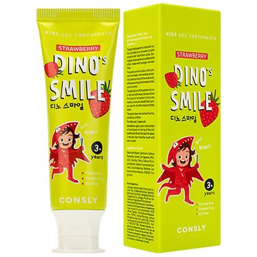 Зубная паста гелевая детская Dino's Smile с ксилитом и вкусом клубники